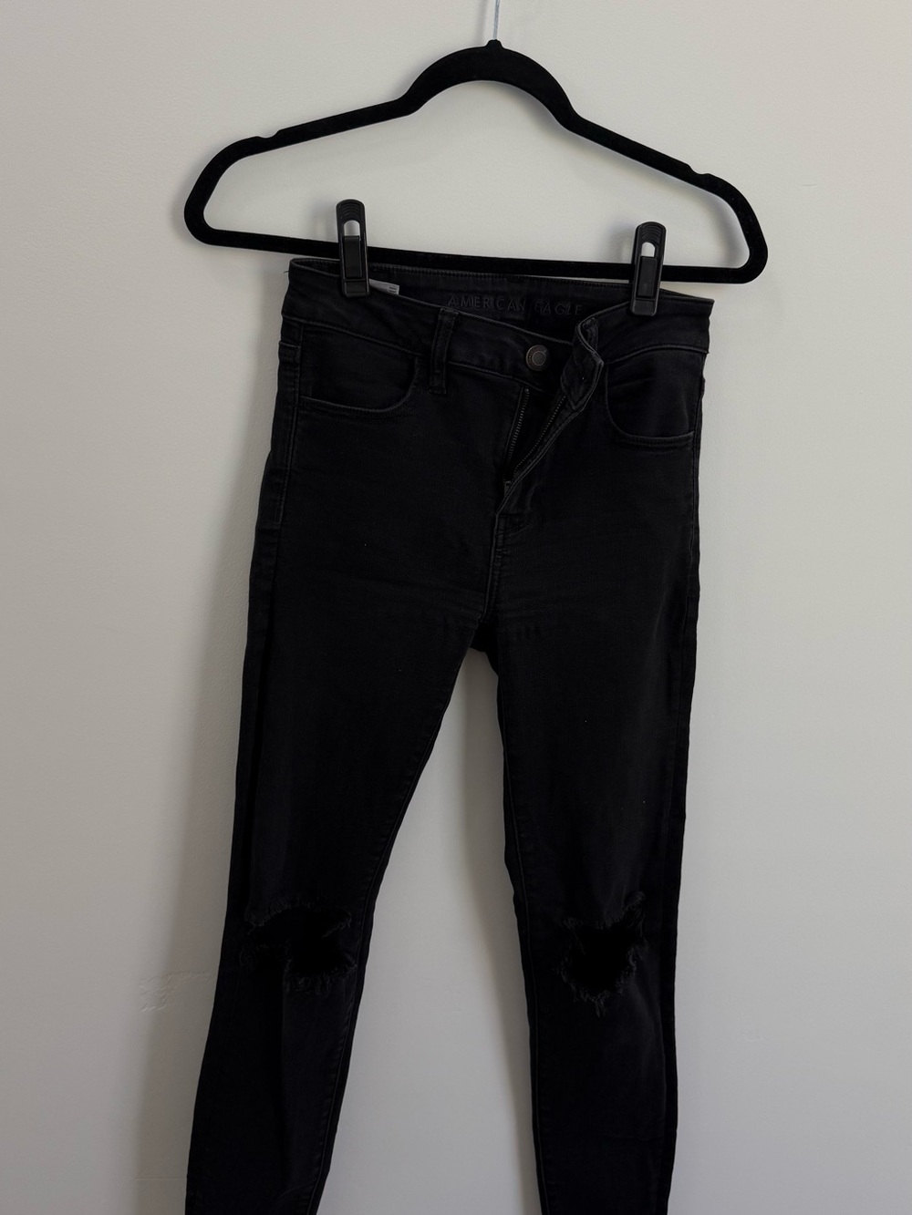 American Eagle Outfitters Black Skinny Jeans with Distressed Knees